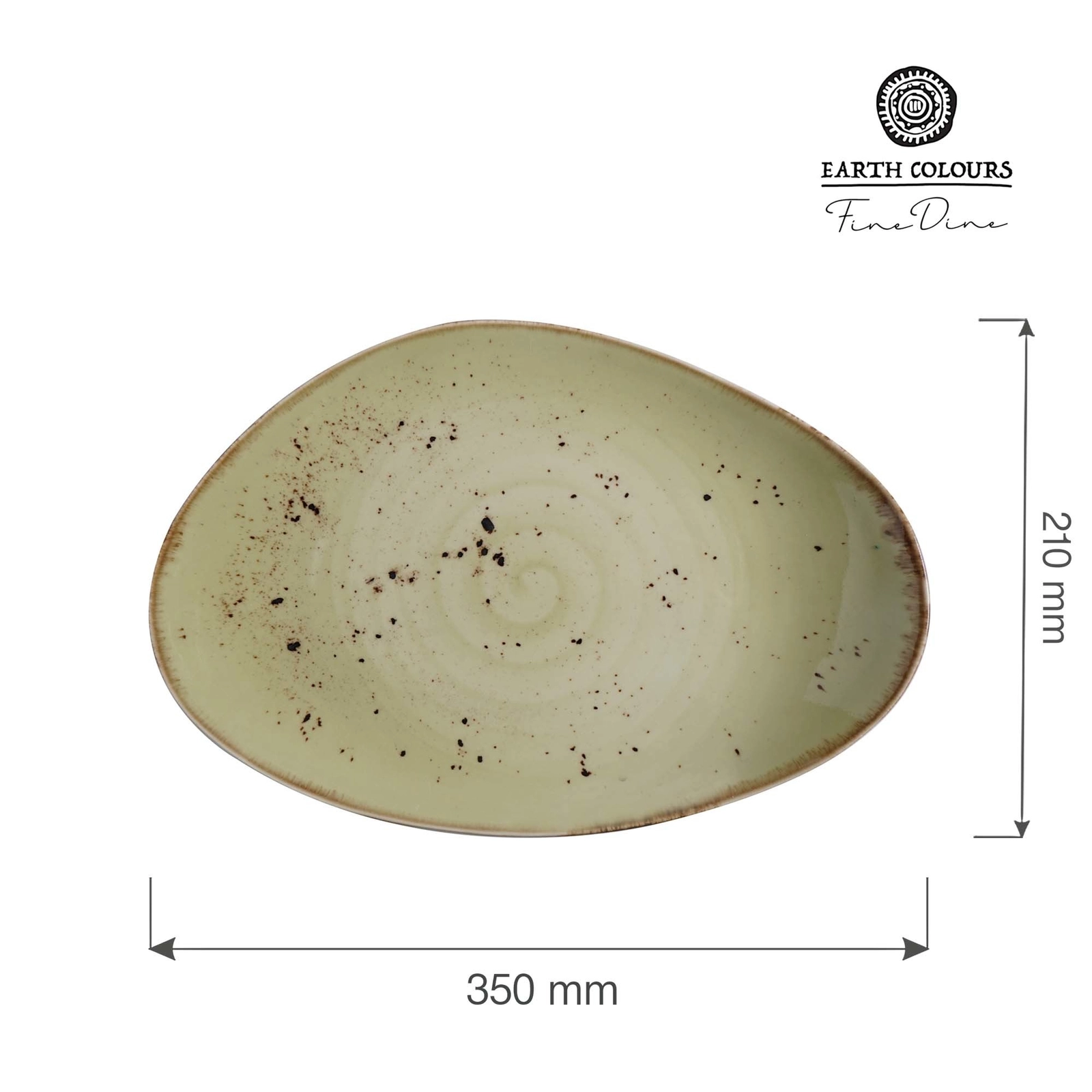 Talerz o organicznym kształcie, 350x210 mm, zielony | FINE DINE, Olive