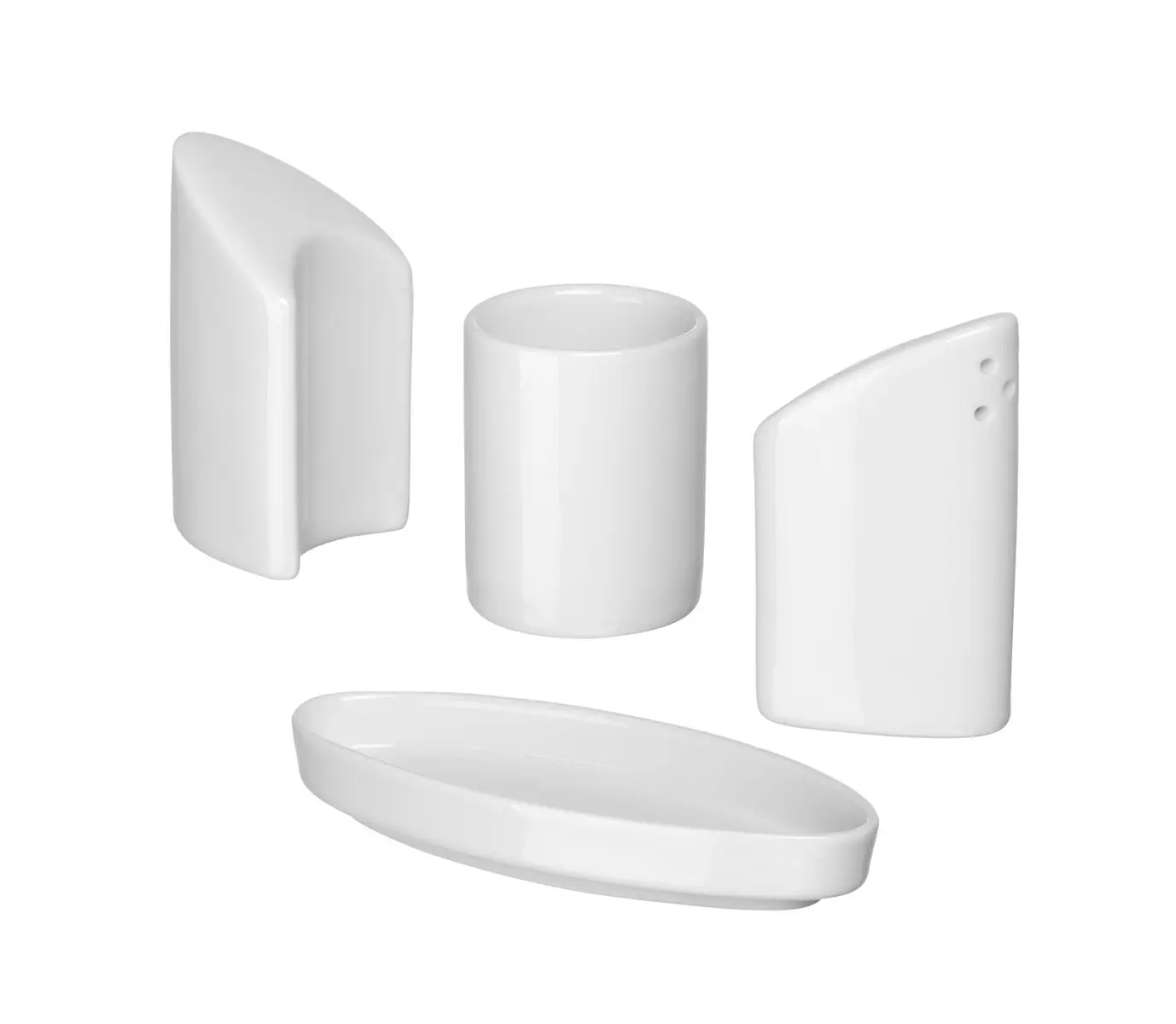 Zestaw do przypraw porcelanowy, 3-częściowy: sól, pieprz, wykałaczki 125x54x90 mm | HENDI, 786420