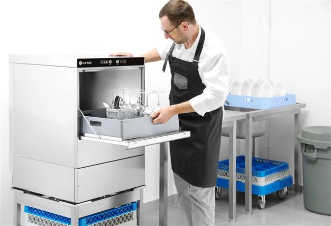Zmywarka do naczyń 500x500 mm, sterowana elektronicznie, 400 V, 6,6 kW, 576x645x837 mm | HENDI, 231753