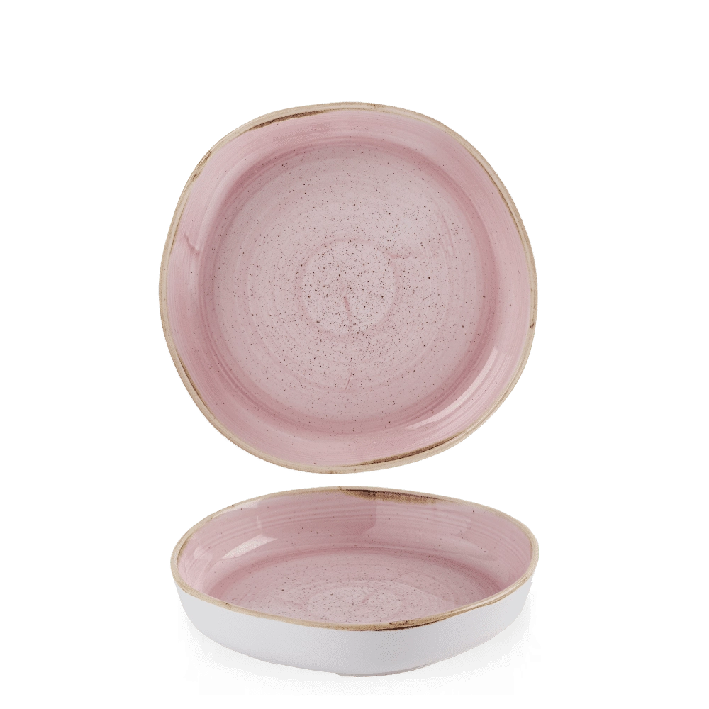 Talerz organiczny z wysokim rantem Ø230 mm, różowy | CHURCHILL, Stonecast Petal Pink