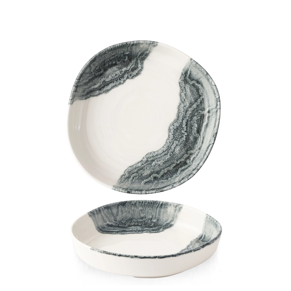 Talerz organiczny z wysokim rantem, Ø230 mm, kremowy | CHURCHILL, Tide Black