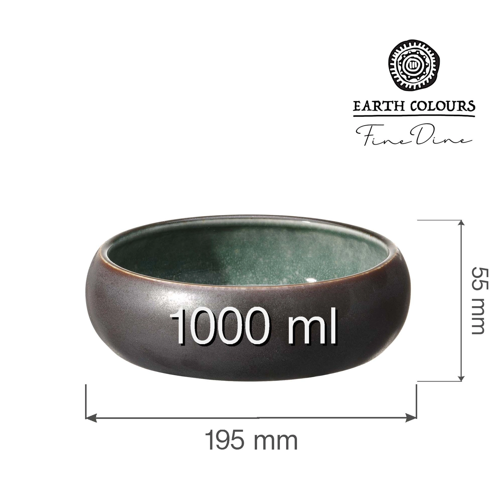 Miska, Ø195 mm, 1000 ml, brązowo-zielona | FINE DINE, Goro