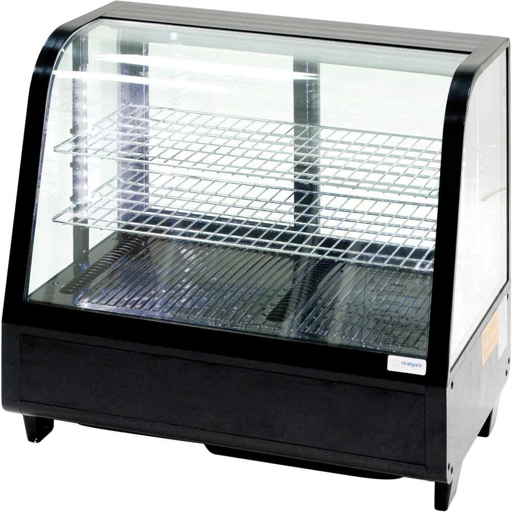 Witryna ekspozycyjna przeszklona 100 l, czarna, oświetlenie LED, 682x450x675 mm | STALGAST, 852104