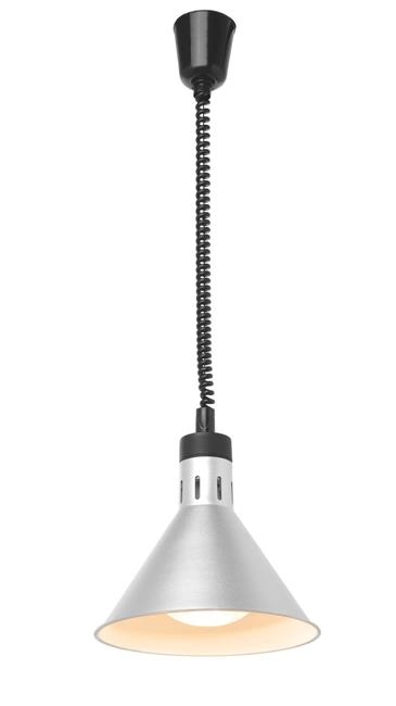 Lampa do podgrzewania potraw, stożkowa, srebrna, 0,25 kW, 230 V, ⌀275×250 mm | HENDI, 273869