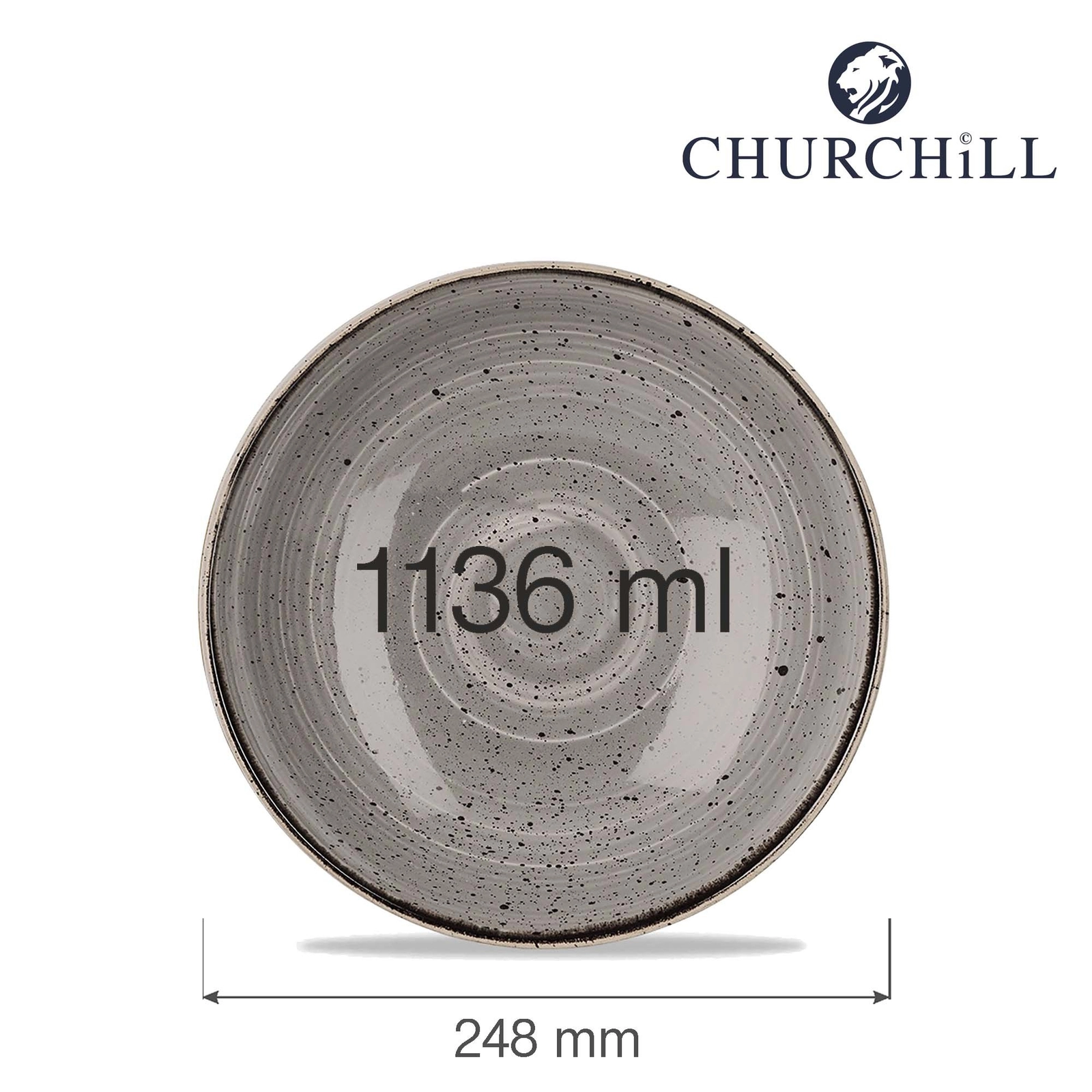 Miska coupe, Ø248 mm, 1136 ml | CHURCHILL, Stonecast Peppercorn Grey