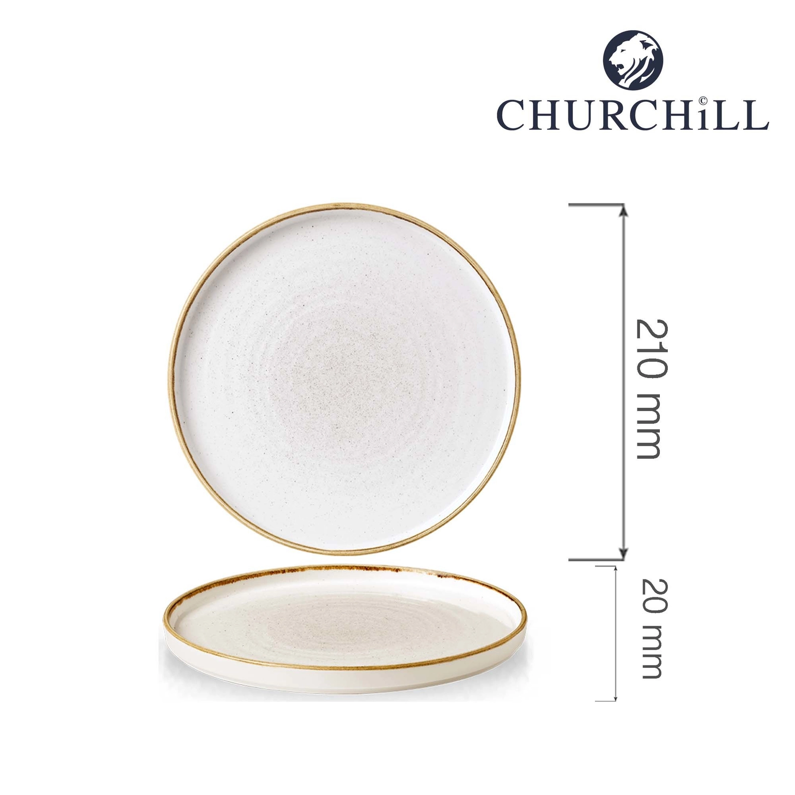 Talerz płytki z rantem, Ø210 mm | CHURCHILL, Stonecast Barley White