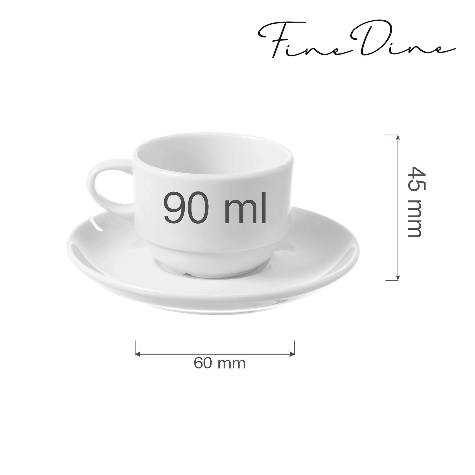 Filiżanka sztaplowana ze spodkiem, 90 ml | FINE DINE, Bianco