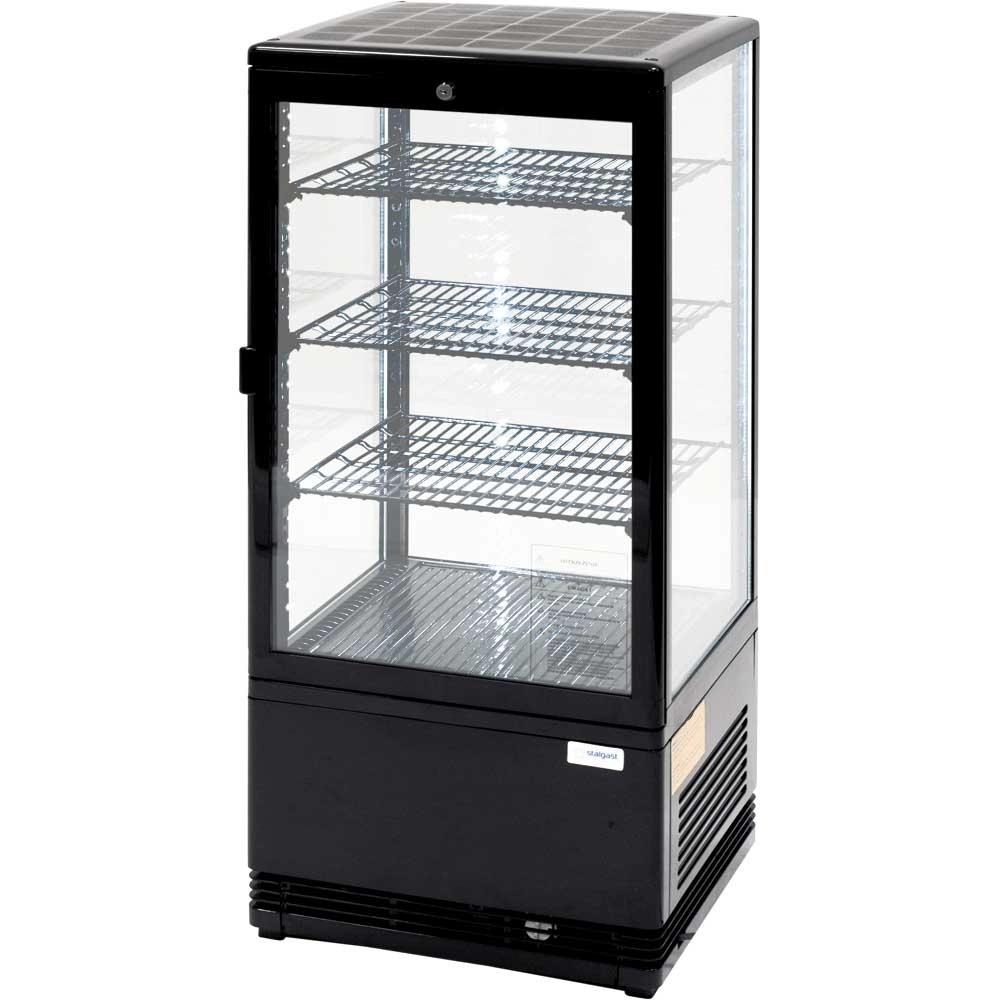 Witryna ekspozycyjna przeszklona 78 l, czarna, oświetlenie LED, 428x386x960 mm | STALGAST, 852174