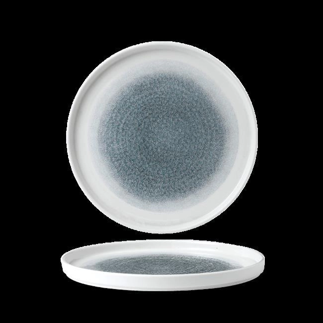 Talerz płytki z rantem, Ø260 mm | CHURCHILL, Raku Topaz Blue