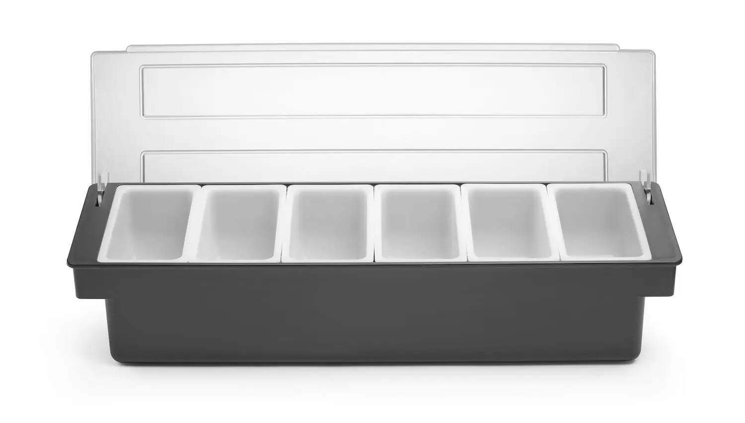 Pojemnik barmański na dodatki do drinków – 6 wkładów, 480x150x100 mm | BARUP, 552032