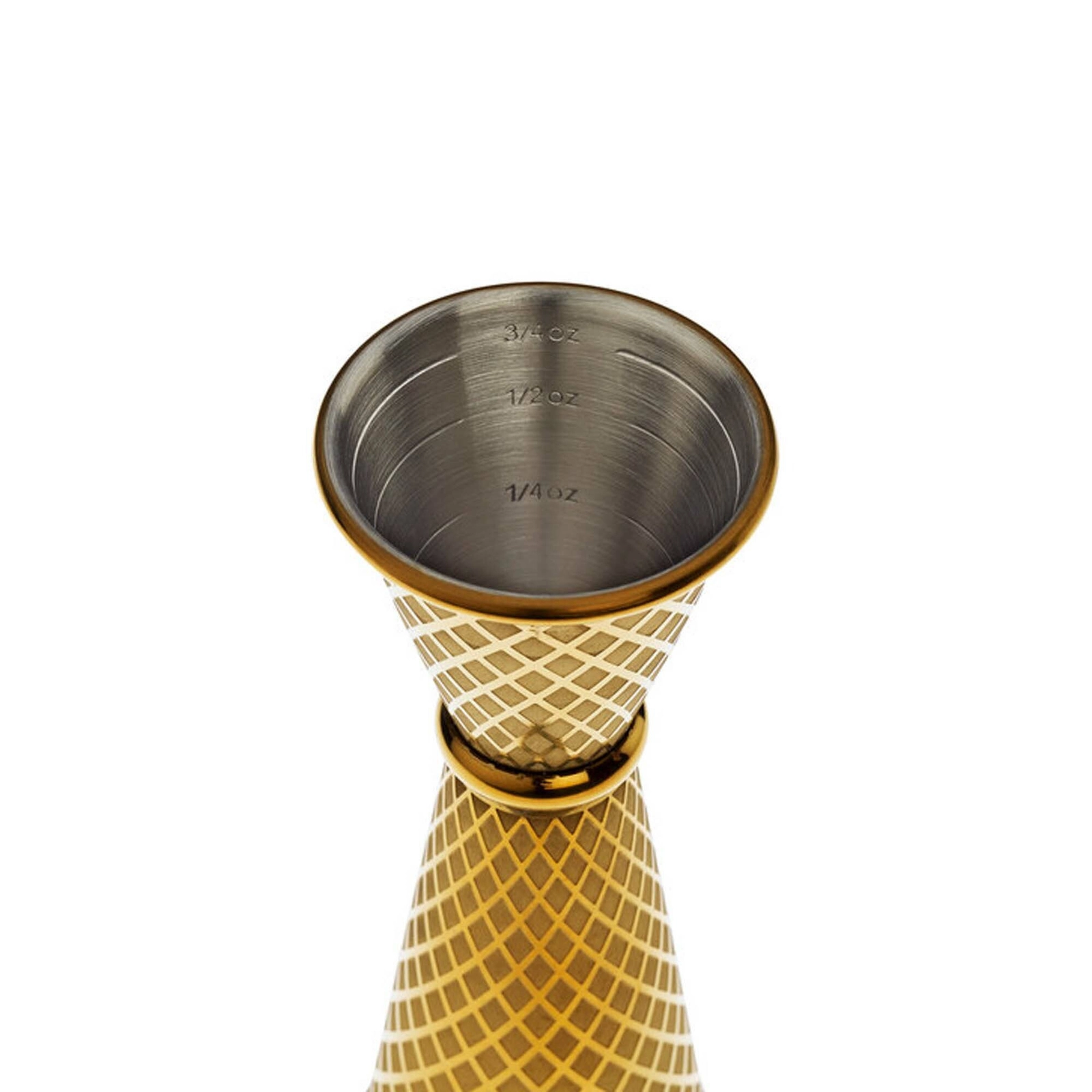 Miarka barmańska w stylu japońskim Diamond Lettice, ze stali nierdzewnej, złota, 30/60 ml | BARFLY, Diamond Lettice
