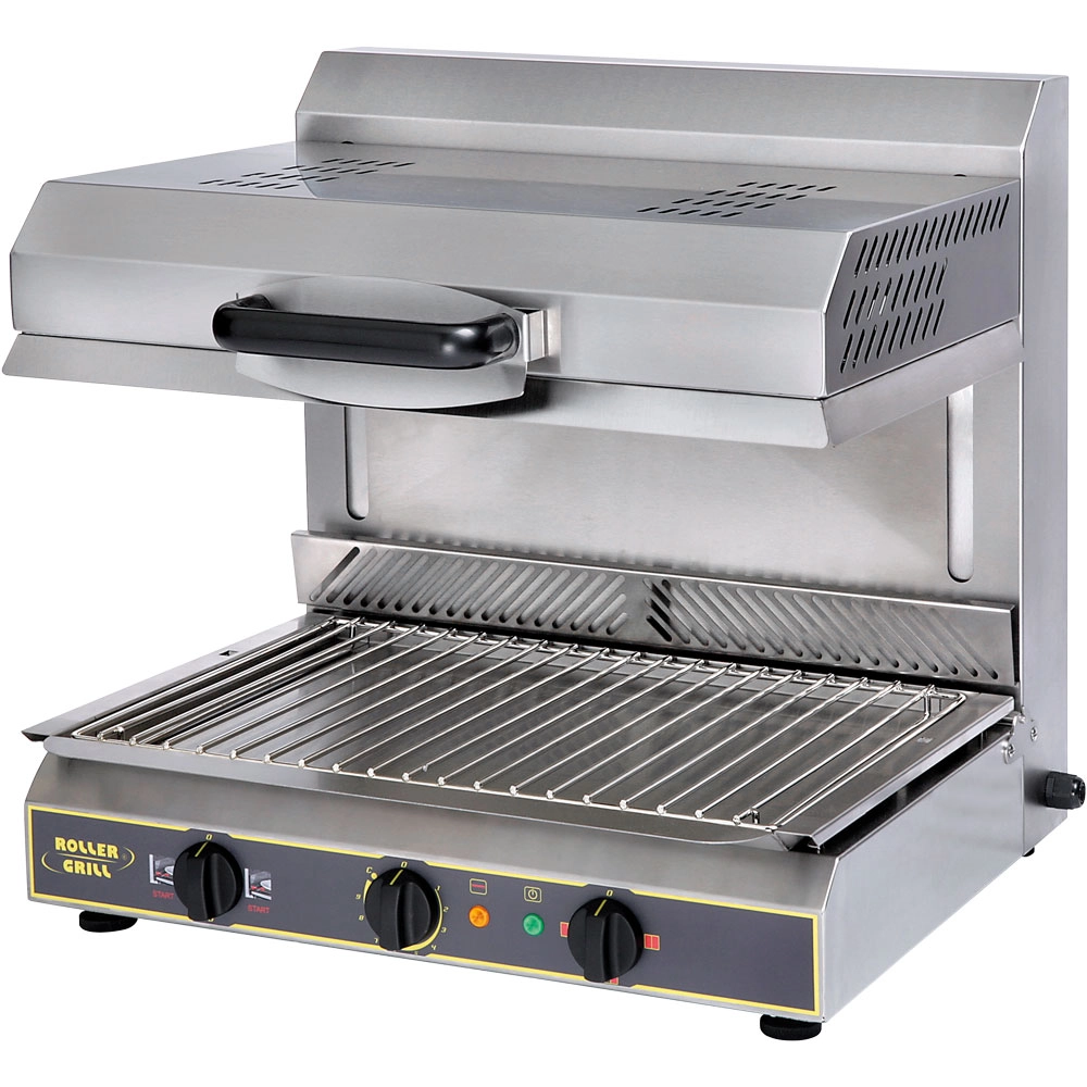 Salamander z ruchomą głowicą i wykrywaniem naczyń, kwarcowe grzałki, 3 kW, 230 V, 600×640×590 mm | ROLLER GRILL, 777361