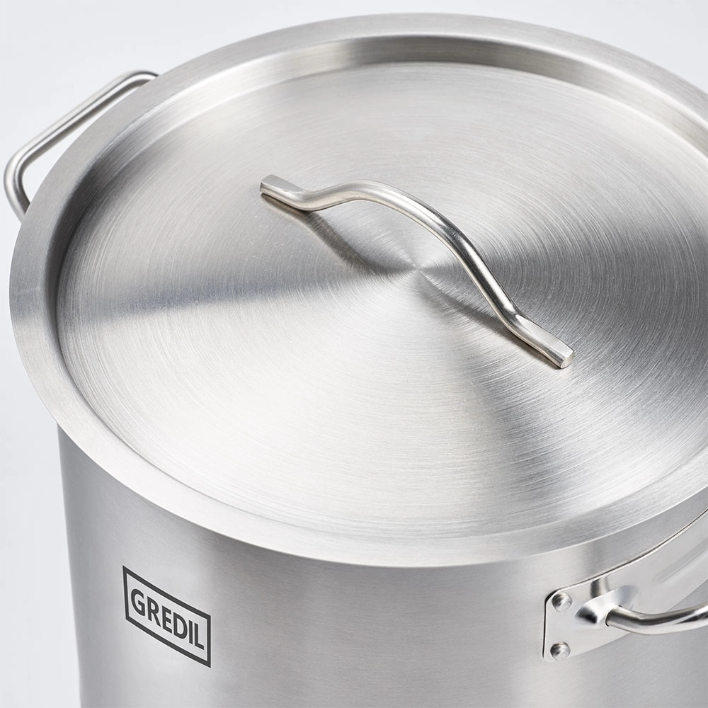 Garnek wysoki ze stali nierdzewnej z pokrywką, o średnicy 400 mm, 50.3 l | GREDIL, 011405