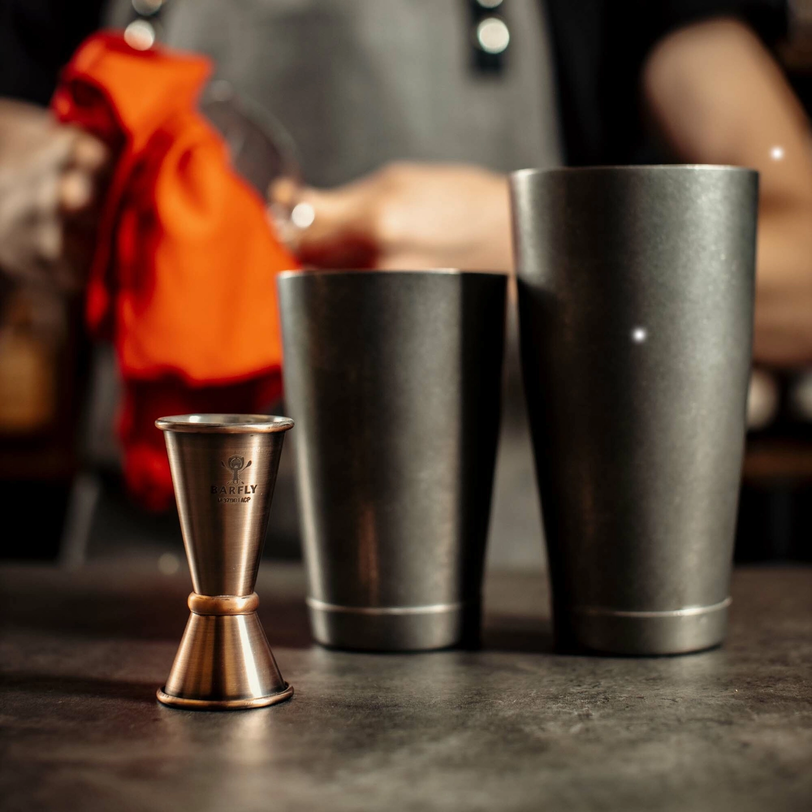 Miarka barmańska w stylu japońskim Diamond Lettice, ze stali nierdzewnej, antyczna miedź, 30/60 ml | BARFLY, Diamond Lettice