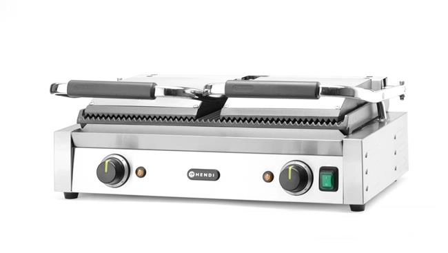 Grill kontaktowy podwójny, ryflowany, 3,6 kW, 230 V, 570×395×510 mm | HENDI, 263709