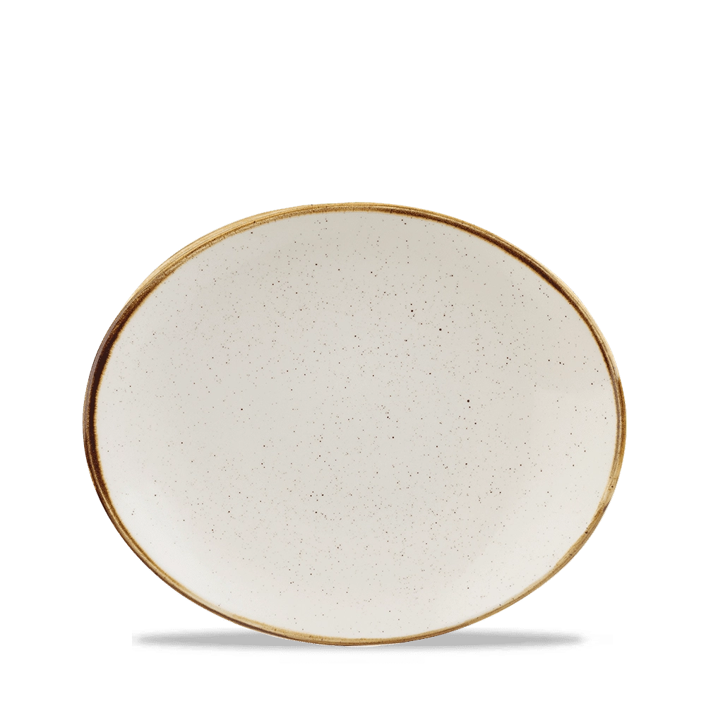 Talerz owalny coupe, 190×160 mm | CHURCHILL, Stonecast Barley White