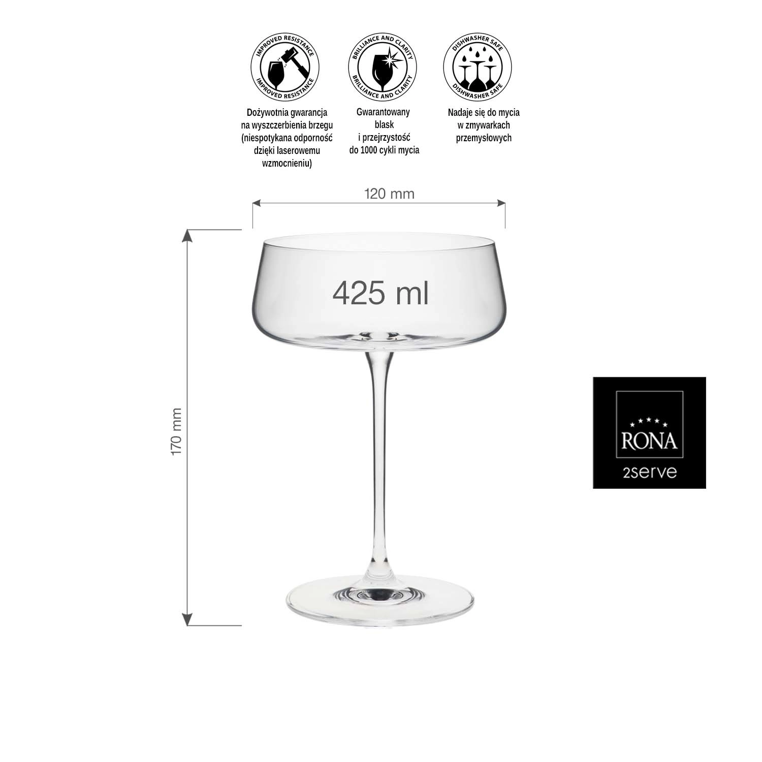 Kieliszek/czarka do szampana, 425 ml | RONA, Mode