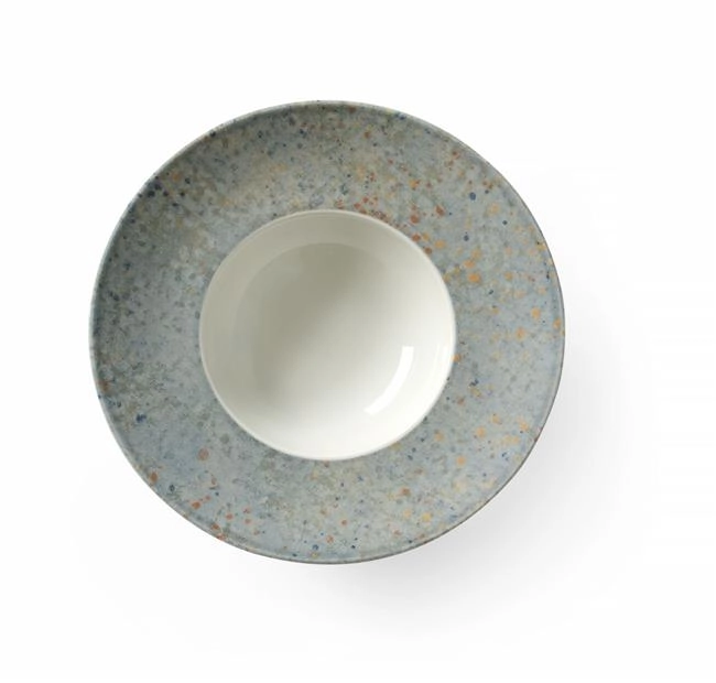 Talerz z porcelany do pasty, jasnoszary, ø275 mm | HENDI, Drops Collection