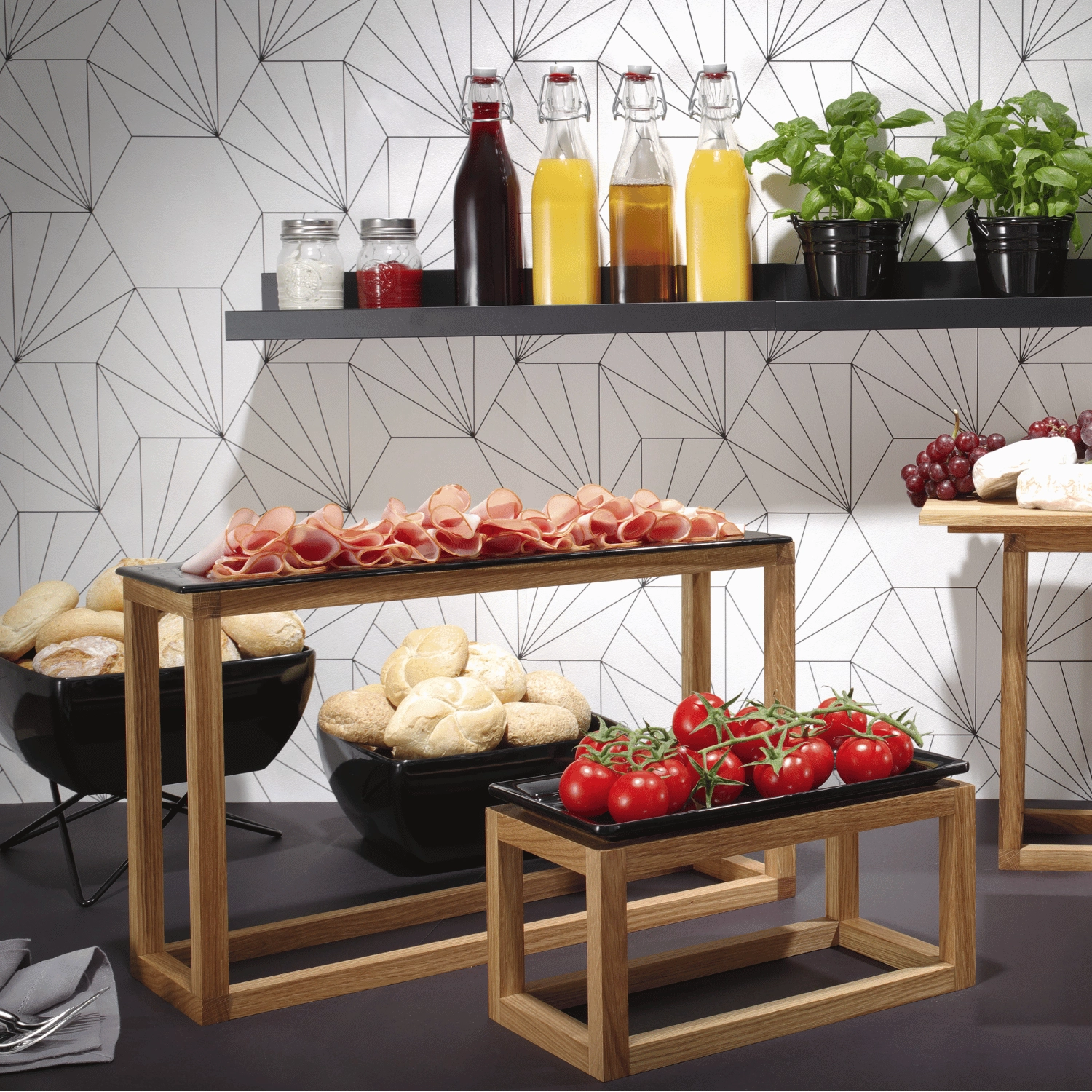 Taca bufetowa szklana GN 2/4, czarna | FINE DINE, Vetro