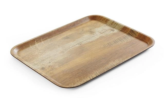 Taca do serwowania 330x430 mm z laminatem z melaminy, antypoślizgowa, wzór drewna | HENDI, 508879