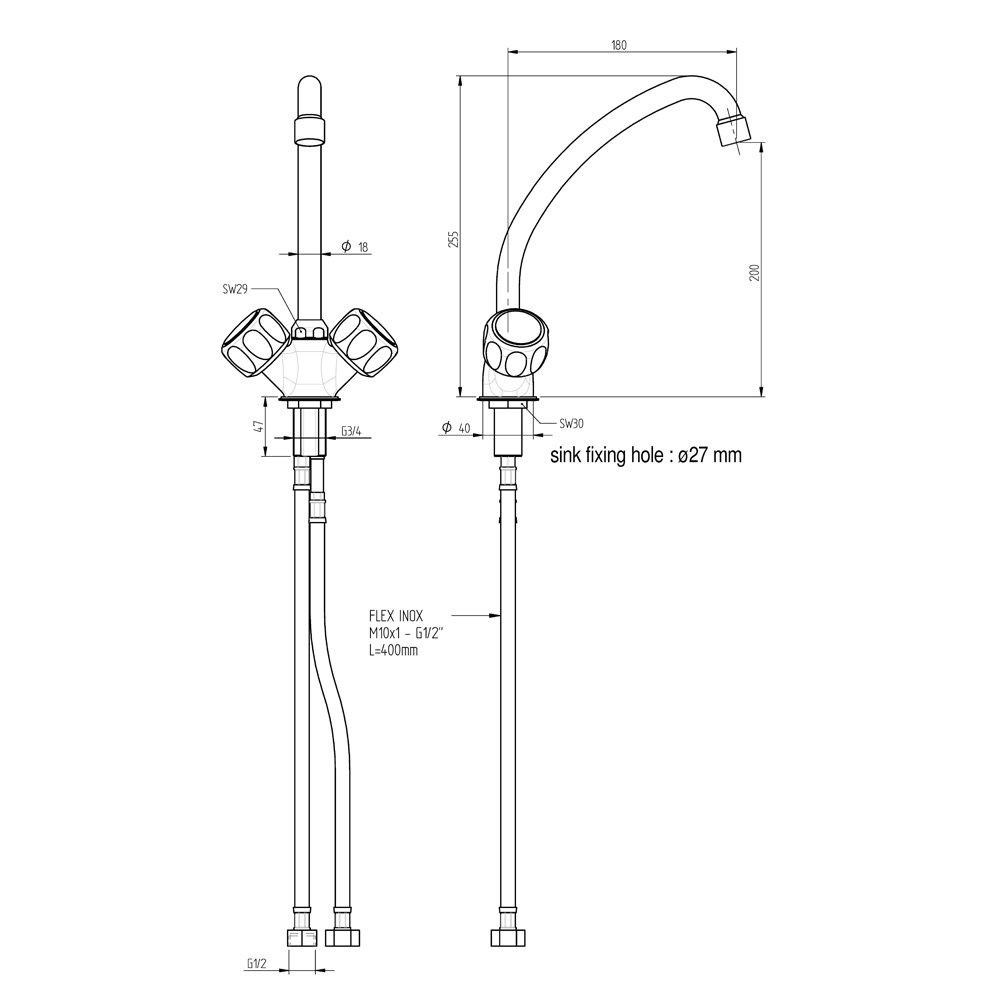 Bateria sztorcowa jednootworowa | MONOLITH, 651102