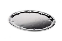 Taca owalna do serwowania z ozdobnym rantem 460×340 mm, chromowana | APS, 00391
