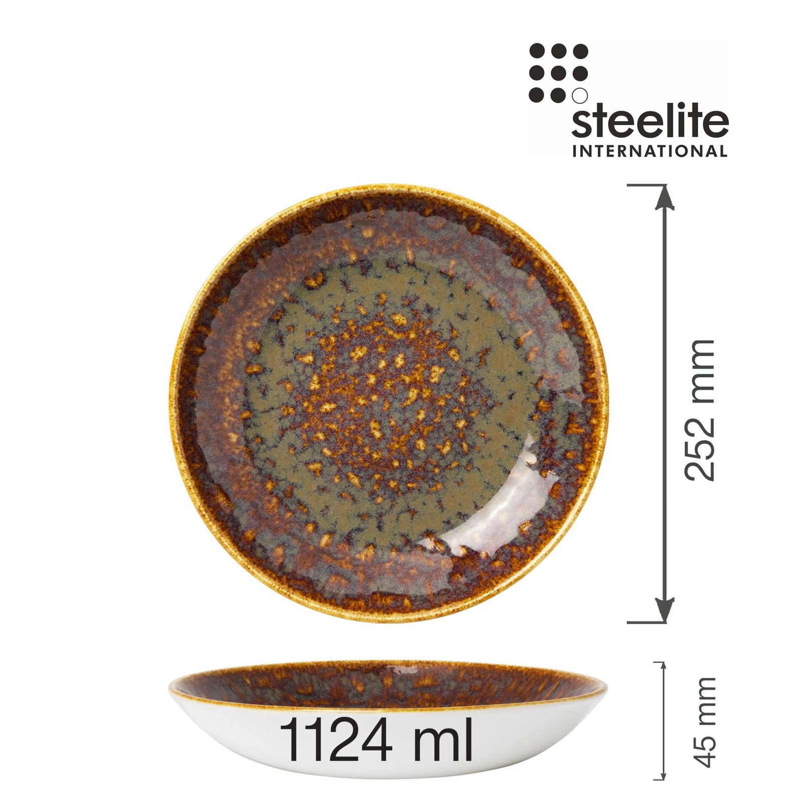 Miska coupe, ⌀252 mm, brązowa | STEELITE, Vesuvius Amber