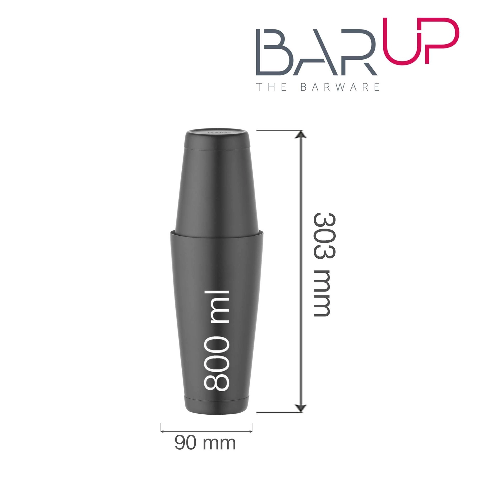 Shaker bostoński Tin-on-Tin, 0,8 l, Ø90 mm, czarny | BAR UP, 596418