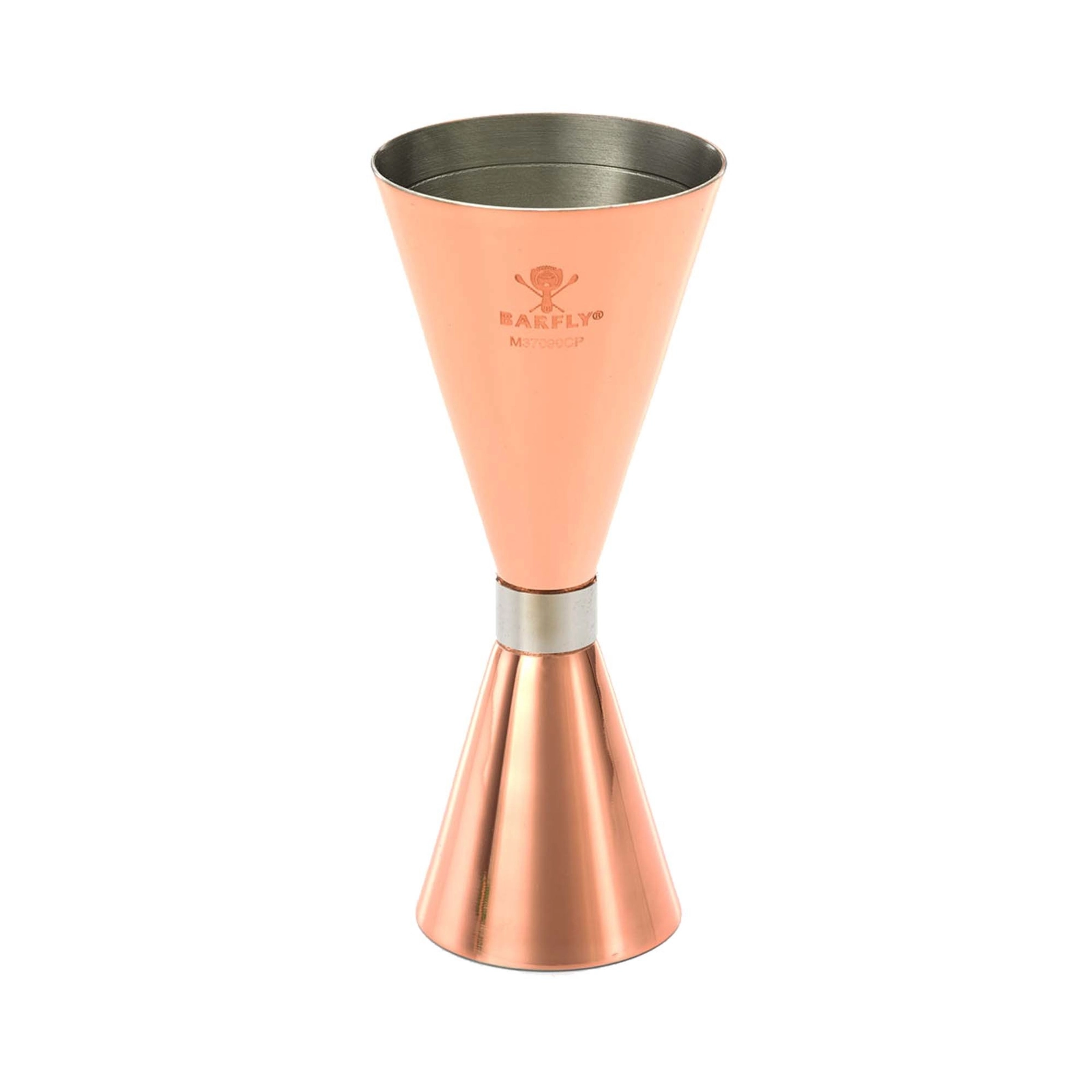 Jigger – miarka barmańska Slim Style, 30/60 ml, miedziana ze stalową obwódką | BARFLY, M37090CP