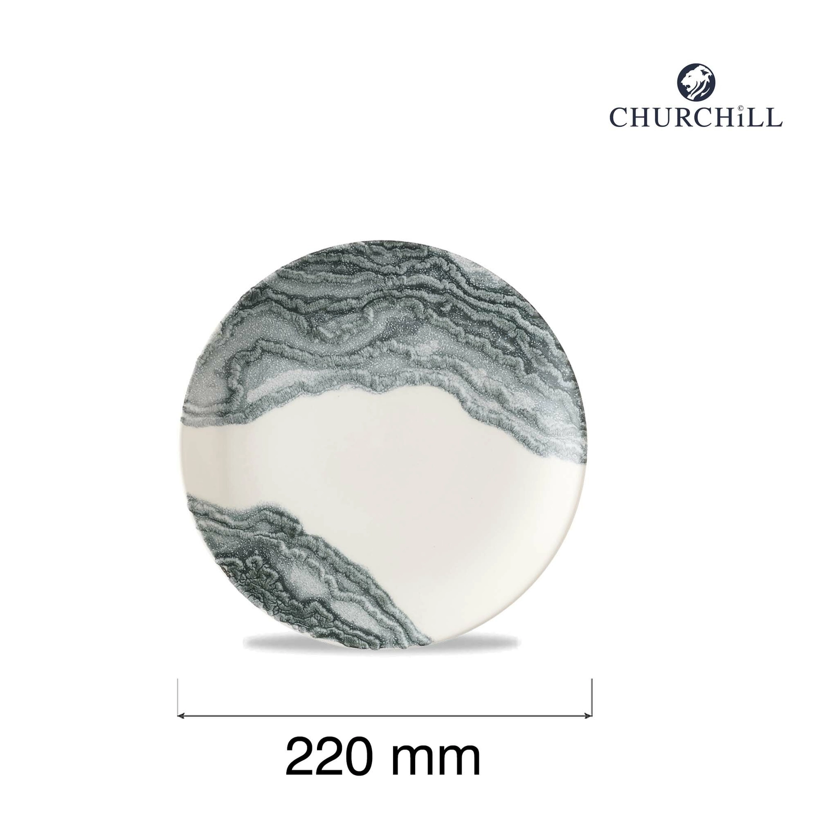 Talerz płytki, Ø220 mm, kremowy | CHURCHILL, Tide Black