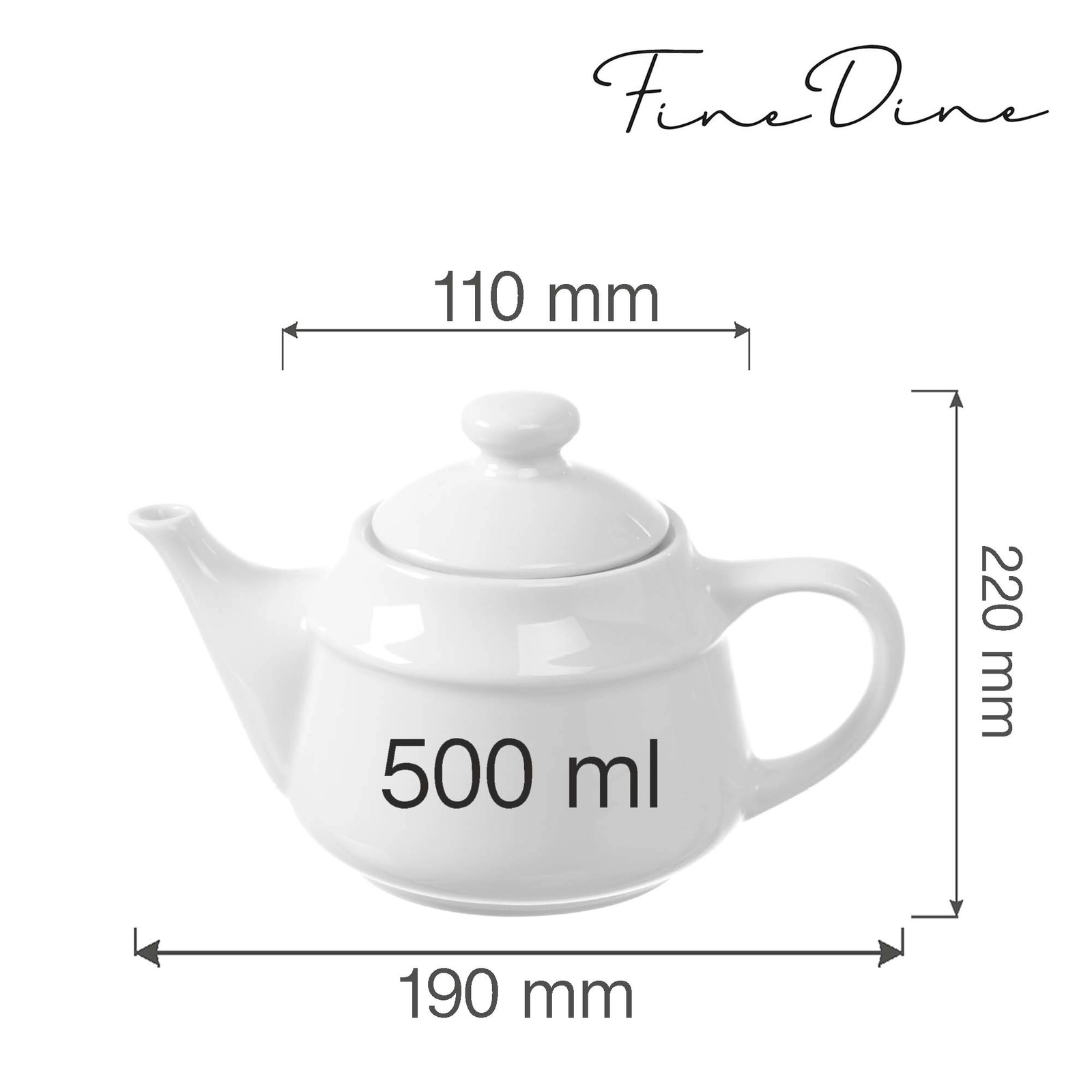 Dzbanek do herbaty, 500 ml | FINE DINE, Bianco