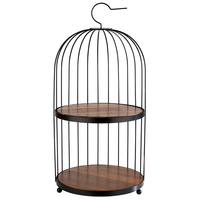 Stojak bufetowy 260x540 mm, z metalu i drewna akacjowego, czarno-brązowy | APS, 33206
