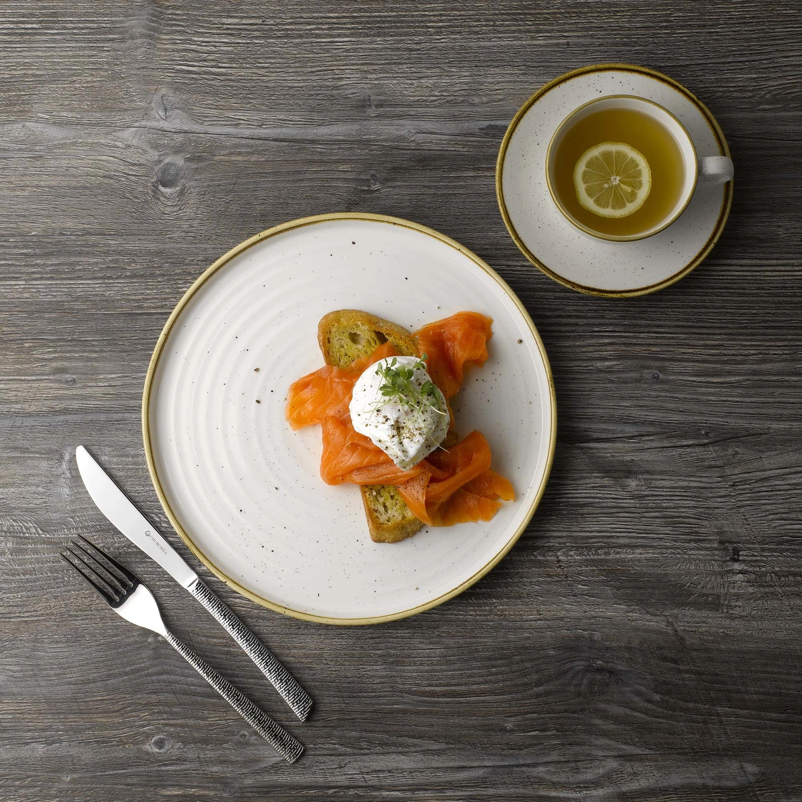 Talerz płytki z rantem, Ø210 mm | CHURCHILL, Stonecast Barley White