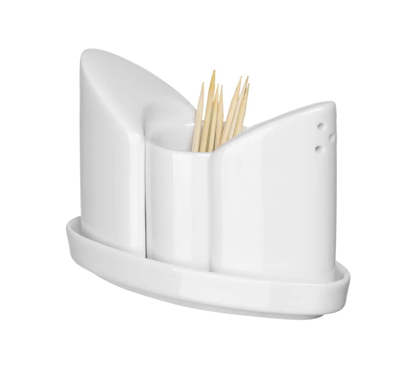 Zestaw do przypraw porcelanowy, 3-częściowy: sól, pieprz, wykałaczki 125x54x90 mm | HENDI, 786420