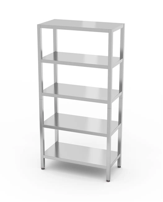 Regał skręcany 5-półkowy, nogi składane, ze stali nierdzewnej, 900x450x1800 mm | HENDI, 813041