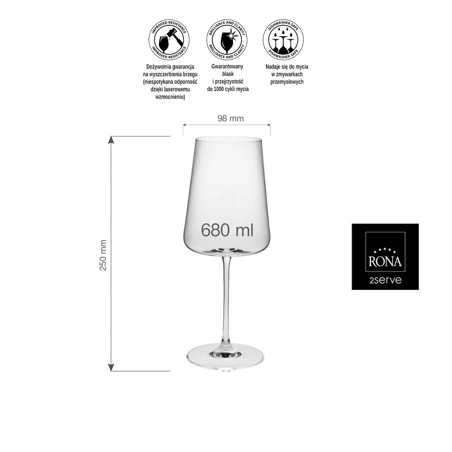 Kieliszek do wina bordeaux, 680 ml | RONA, Mode