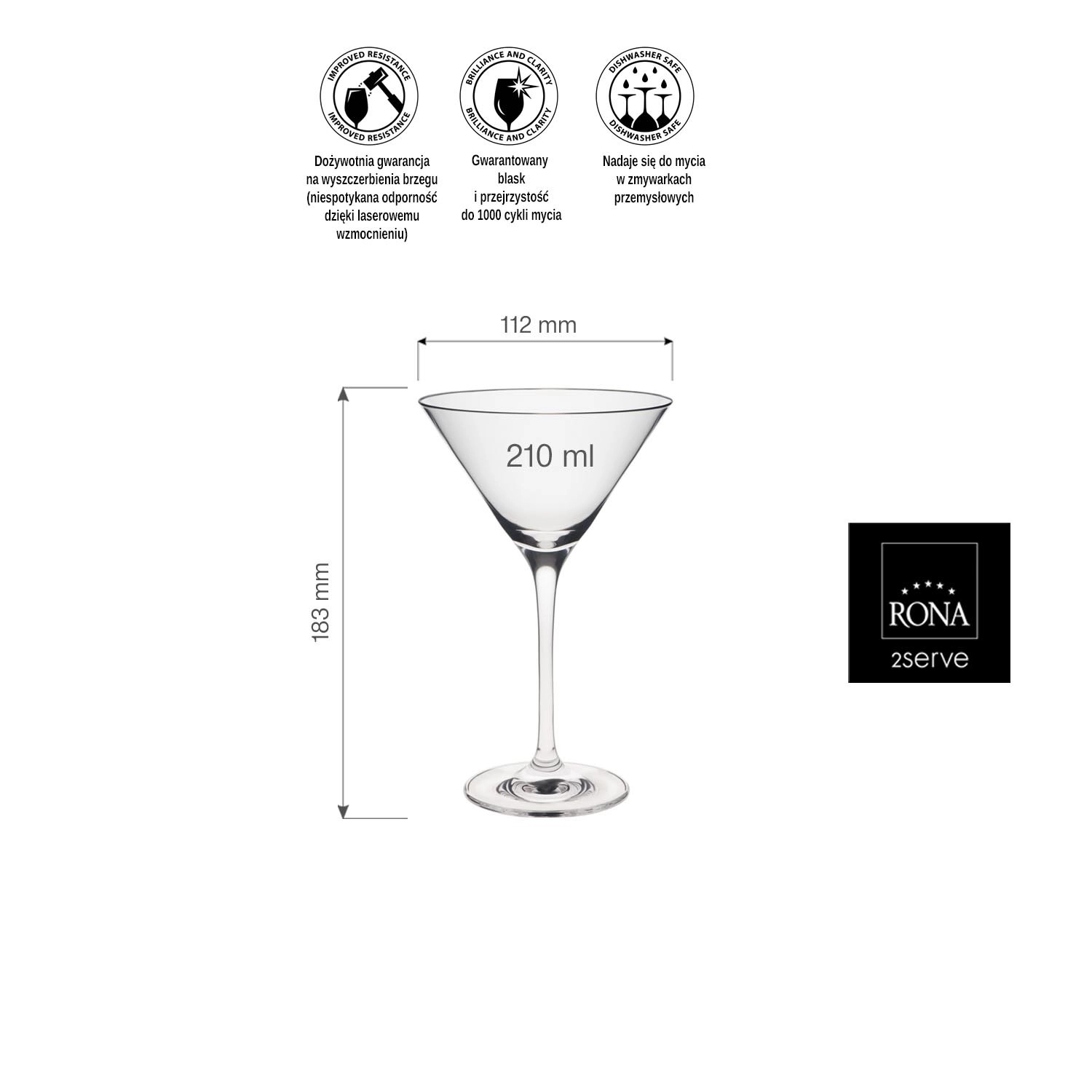 Kieliszek do martini, 210 ml | RONA, Edition