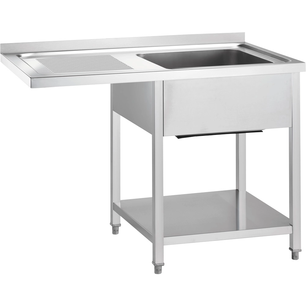 Stół ze zlewem 1-komorowym po prawej stronie, ze stali nierdzewnej, skręcany, 1000x700x900 mm | GREDIL, 672427