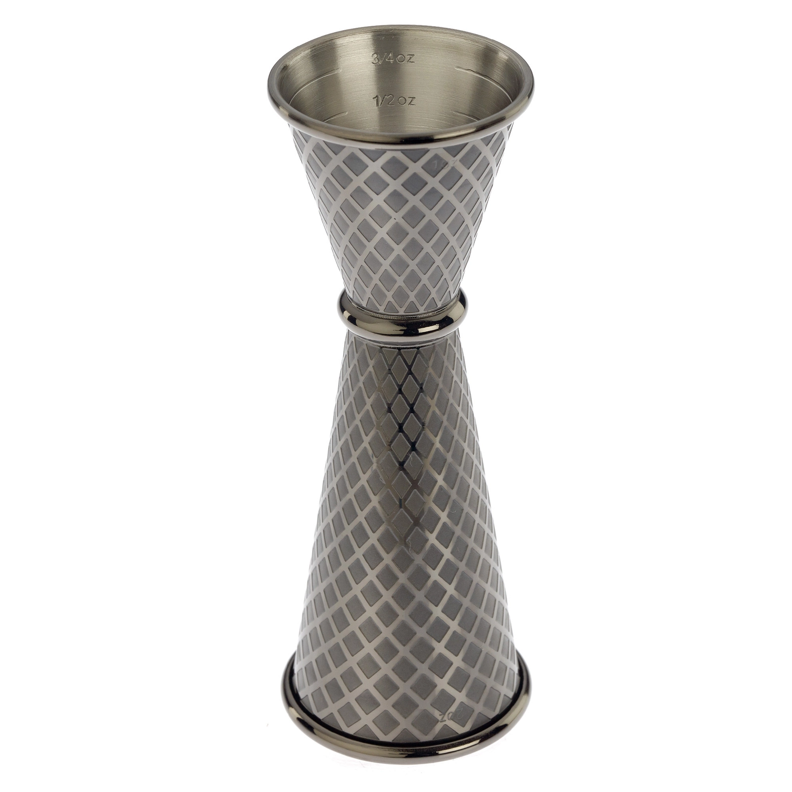 Miarka barmańska w stylu japońskim Diamond Lettice, ze stali nierdzewnej, czarna, 30/60 ml | BARFLY, Diamond Lettice