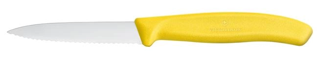 Nóż do jarzyn z ząbkowanym ostrzem, 80 mm, żółty | VICTORINOX, 6.7636.L118