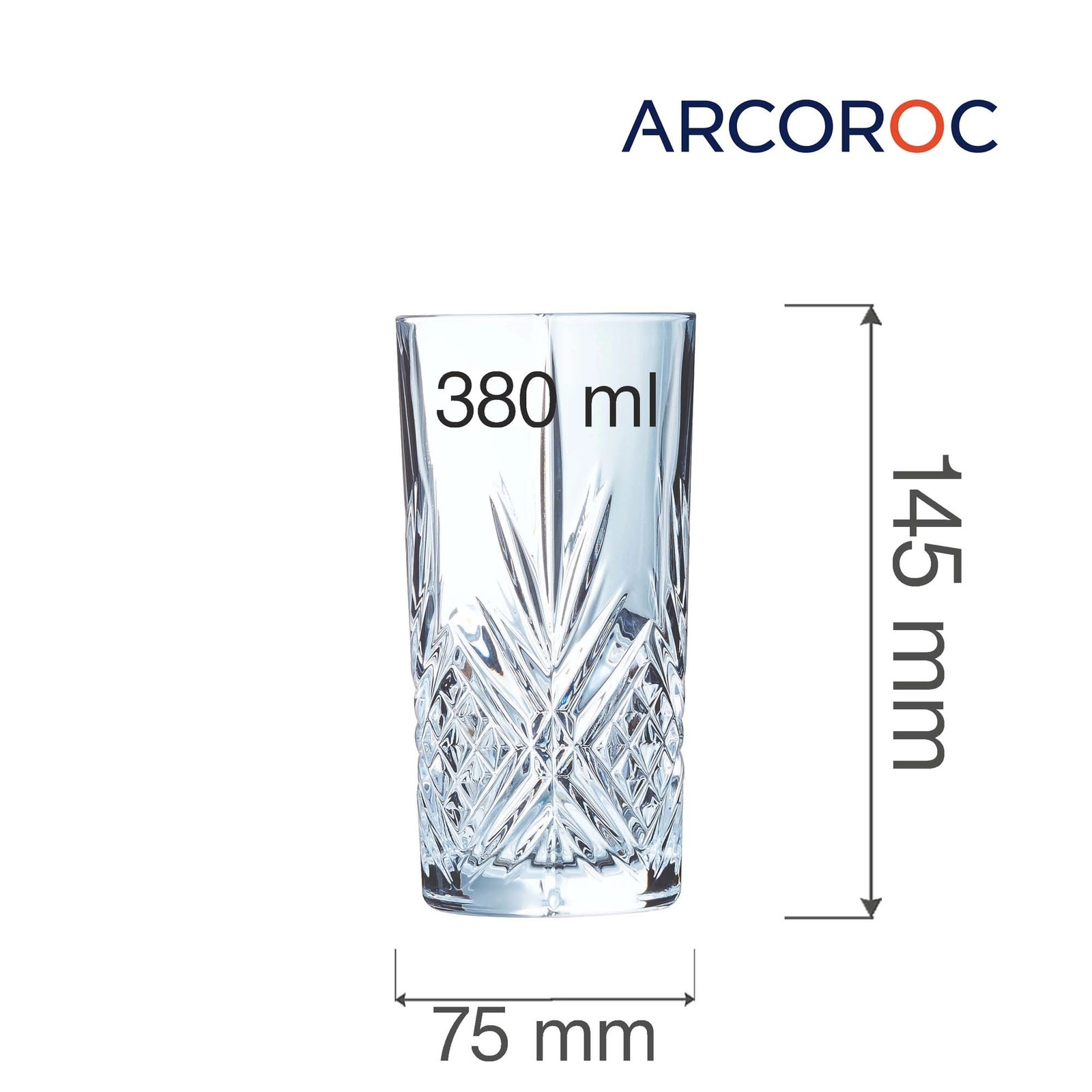 Szklanka wysoka, 380 ml, ⌀75×145 mm | ARCOROC, Broadway