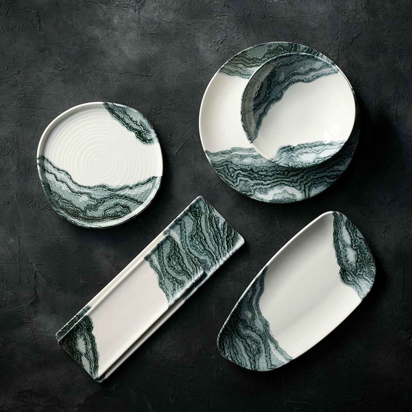 Taca porcelanowa, 300×90 mm, kremowa | CHURCHILL, Tide Black