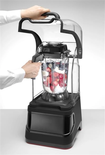 Blender barmański elektroniczny z obudową wyciszającą, 2,5 l, 1,68 kW, 220-240 V, 250x300x546 mm, czarny | HENDI, 230695