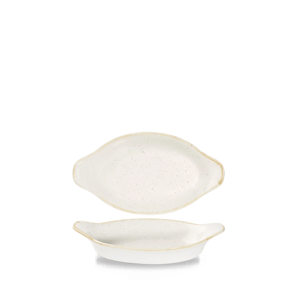 Naczynie owalne z uszami, małe, 210×113 mm, 260 ml | CHURCHILL, Stonecast Barley White