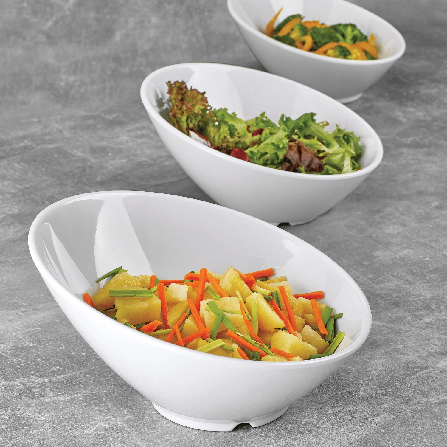 Miska skośna z melaminy, biała, 233×125 mm | FINE DINE, Melamina