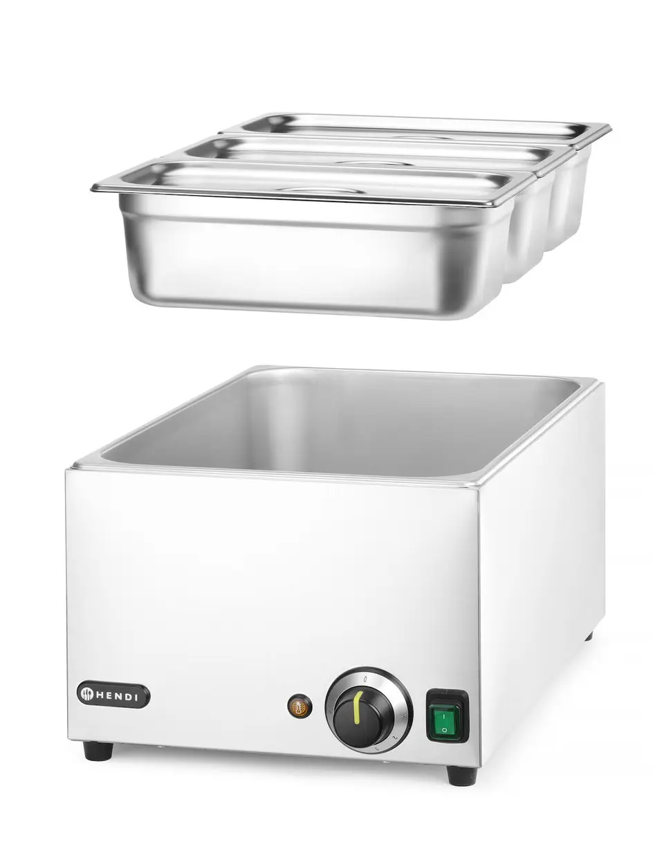 Zestaw: bemar + 3×GN 1/3 z pokrywką, 1 kW, 590×332×242 mm | HENDI, 238967