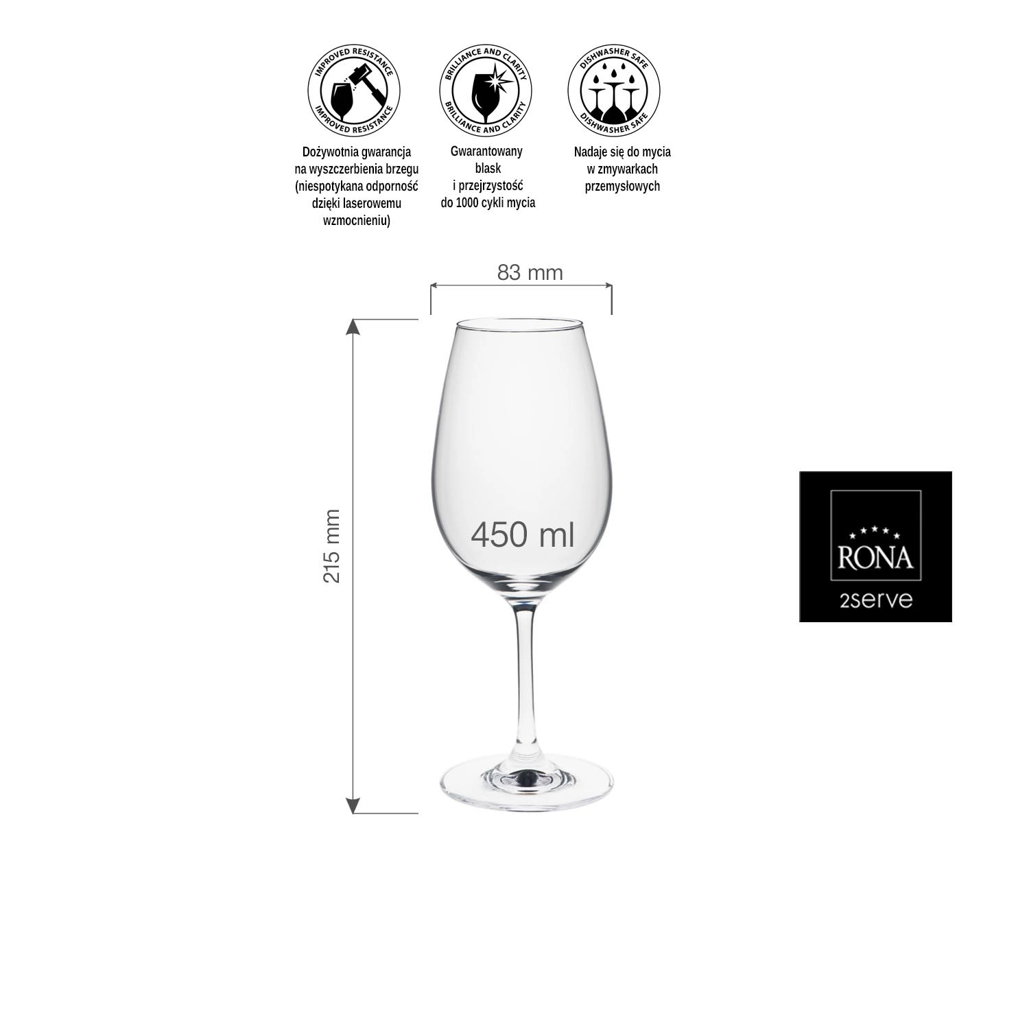 Kieliszek do wina bordeaux, 450 ml | RONA, Ratio