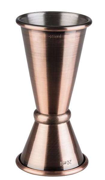 Miarka do alkoholu dwustronna 0,02–0,04 l, ze stali nierdzewnej, miedziana, antyczna | APS, 93352