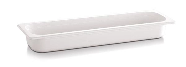 Pojemnik prostokątny z melaminy GN 2/4, 530x162x100 mm, biały | APS, Ecoline