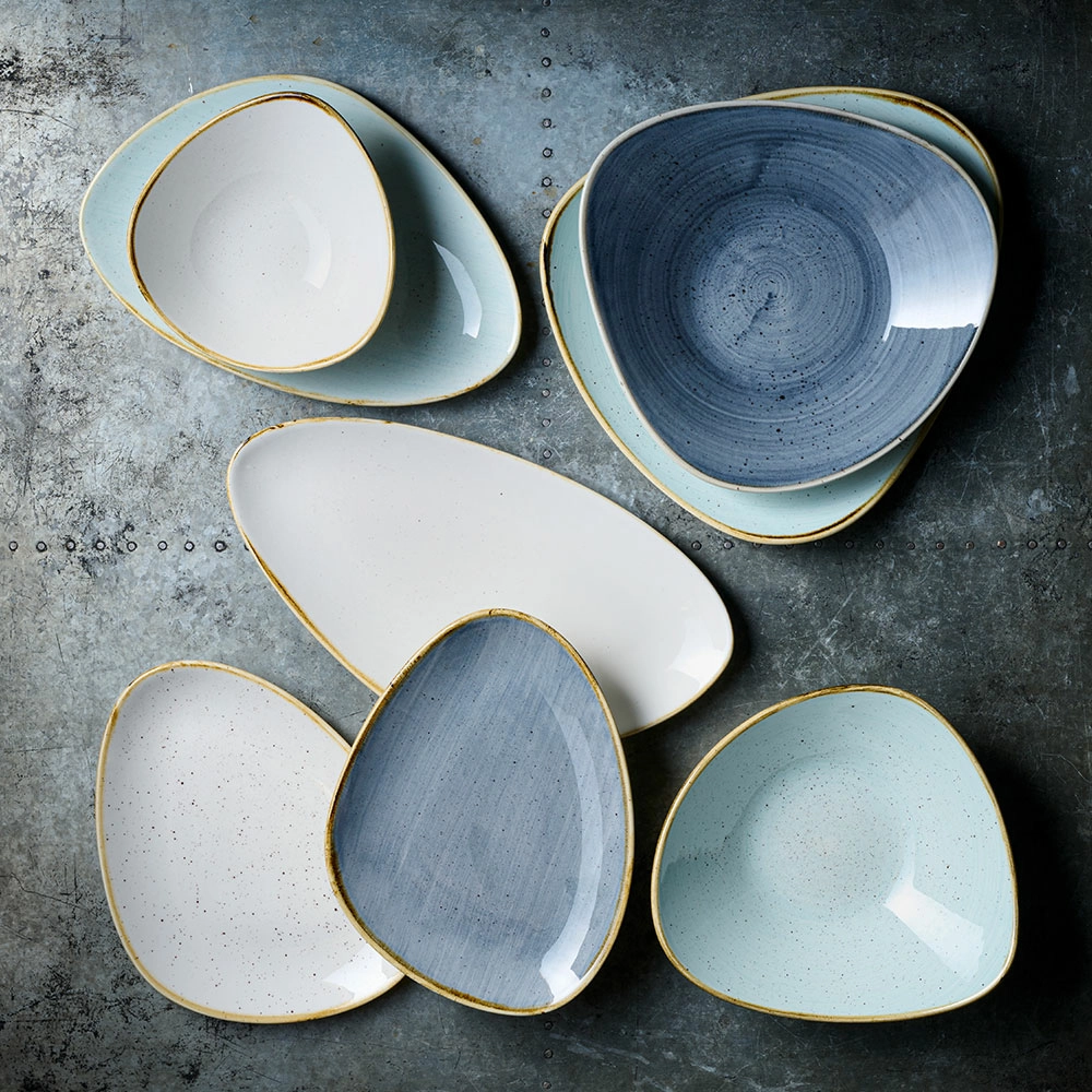 Miska trójkątna, 600 ml | CHURCHILL, Stonecast Duck Egg Blue